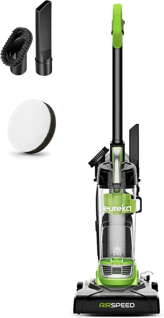 Best vacuum for apartments, lightweight vacuum cleaner for dorms, Eureka AirSpeed review, bagless upright vacuum cleaner, eco-friendly vacuum cleaner, quiet vacuum for small spaces, Eureka vacuum with washable filter.